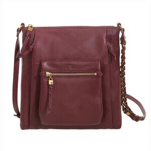 Elliott Lucca Leather Crossbody Bag in Burgundy and Gold